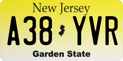 NJ license plate A38YVR