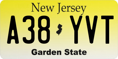 NJ license plate A38YVT