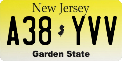 NJ license plate A38YVV