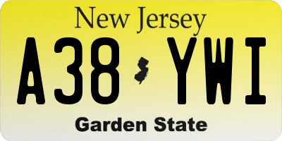 NJ license plate A38YWI