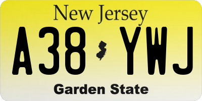 NJ license plate A38YWJ