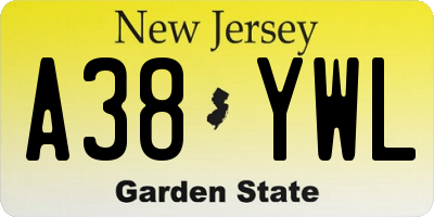 NJ license plate A38YWL