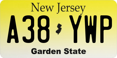 NJ license plate A38YWP