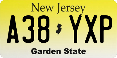 NJ license plate A38YXP