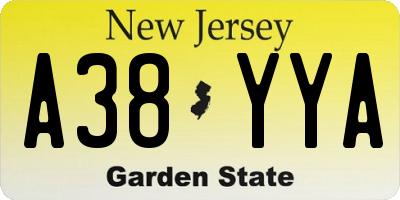NJ license plate A38YYA