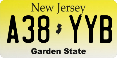 NJ license plate A38YYB
