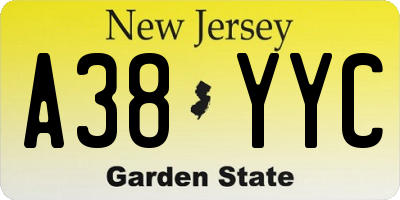 NJ license plate A38YYC