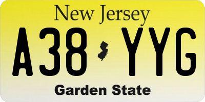 NJ license plate A38YYG