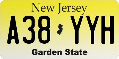 NJ license plate A38YYH