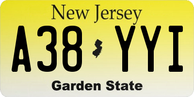 NJ license plate A38YYI