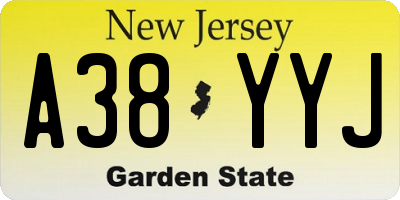 NJ license plate A38YYJ