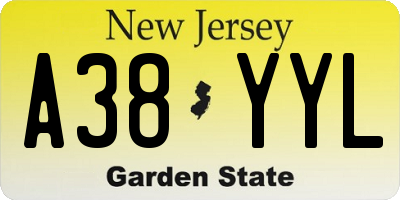 NJ license plate A38YYL