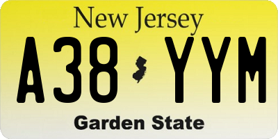 NJ license plate A38YYM