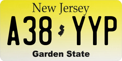 NJ license plate A38YYP