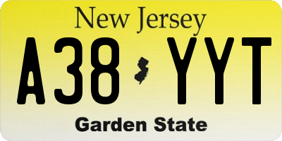 NJ license plate A38YYT
