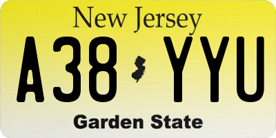 NJ license plate A38YYU