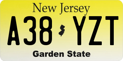 NJ license plate A38YZT