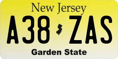 NJ license plate A38ZAS