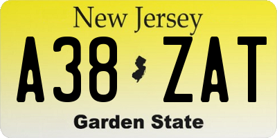 NJ license plate A38ZAT