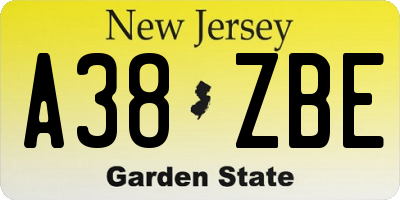 NJ license plate A38ZBE