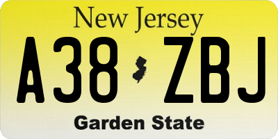 NJ license plate A38ZBJ