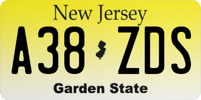 NJ license plate A38ZDS