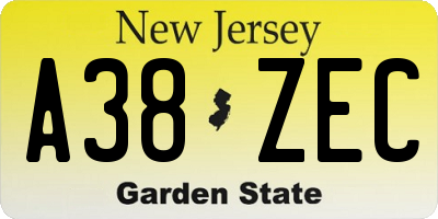 NJ license plate A38ZEC