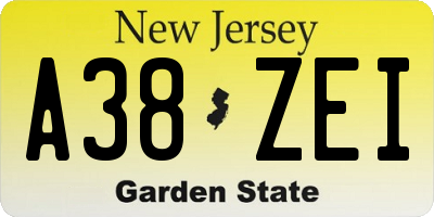 NJ license plate A38ZEI