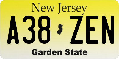 NJ license plate A38ZEN