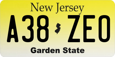 NJ license plate A38ZEO