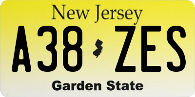 NJ license plate A38ZES