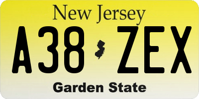 NJ license plate A38ZEX