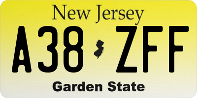 NJ license plate A38ZFF