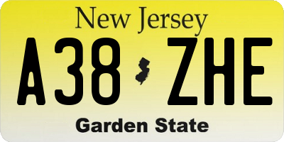NJ license plate A38ZHE