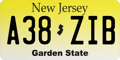 NJ license plate A38ZIB