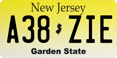 NJ license plate A38ZIE