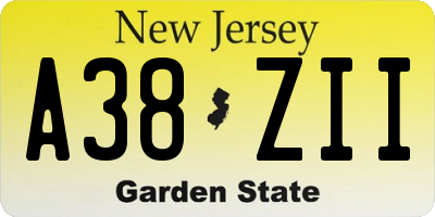 NJ license plate A38ZII
