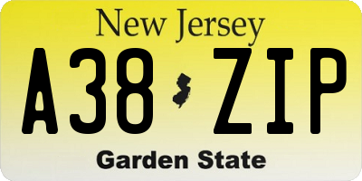 NJ license plate A38ZIP