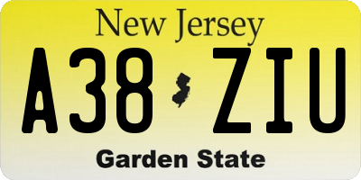 NJ license plate A38ZIU