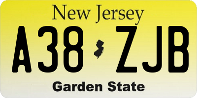 NJ license plate A38ZJB