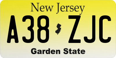 NJ license plate A38ZJC