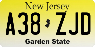 NJ license plate A38ZJD