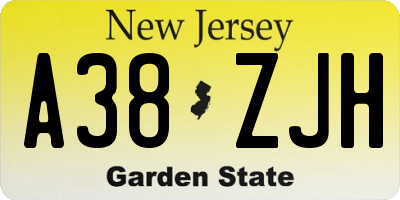 NJ license plate A38ZJH