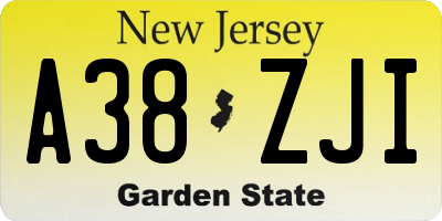 NJ license plate A38ZJI
