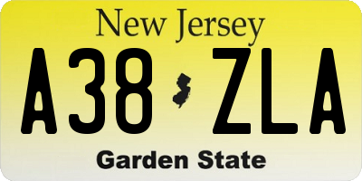 NJ license plate A38ZLA