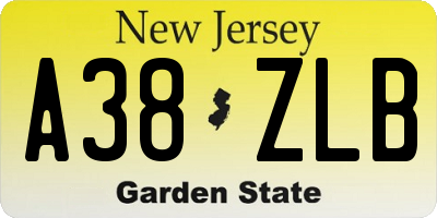 NJ license plate A38ZLB