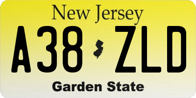 NJ license plate A38ZLD