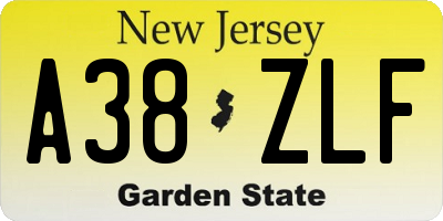 NJ license plate A38ZLF