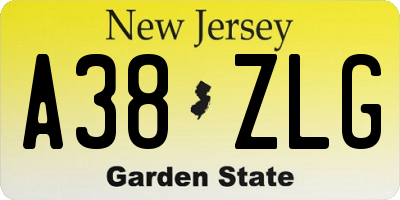 NJ license plate A38ZLG