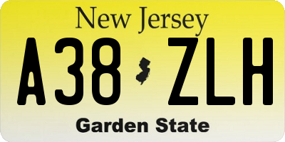 NJ license plate A38ZLH